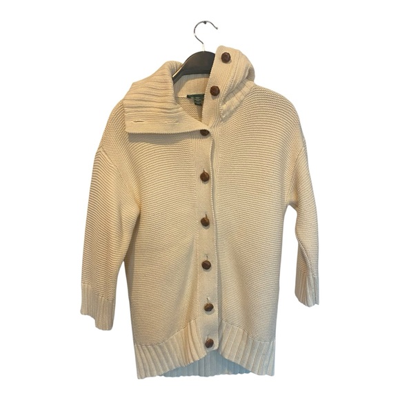 Ralph Lauren Cream Ivory Preppy Sailing Cardigan w/Brown Turtle Buttons Size XS - Picture 3 of 9